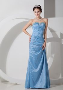 Attractive Beaded Strapless Prom Court Dress with Ruches Floor-length