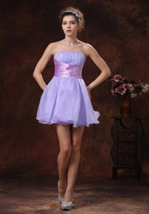 Lovely Lilac Strapless Prom Graduation Dress Mini-length Lace up Back