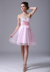 Recommended Pink Min-Length Prom Holiday Dress Beading with Belt