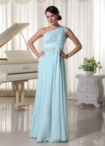 Impressive Chiffon Prom Celebrity Dresses One Shoulder with Beading