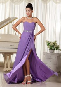 Classy Lilac Senior Prom High Slit with Beading for Ribeirao Das Neves