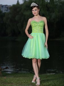 Voguish Mini-length Beading Proms for Queen Sweetheart Organza