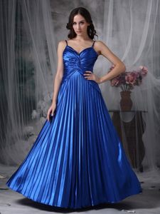 Royal Blue Pleat Prom Gown Dresses Sweetheart Straps Floor-length