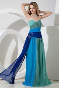 Zipper up Back Ruches Prom Graduation Dresses Chiffon Floor-length