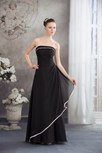 Black Floor Length Chiffon Prom Maxi Dress with Spaghetti Straps
