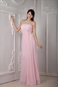 Bruch and Ruches Decorate Pink Strapless Prom Pageant Dresses