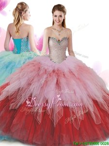 Flirting Multi-color Sleeveless Tulle Lace Up Ball Gown Prom Dress forMilitary Ball and Sweet 16 and Quinceanera