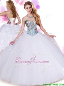 Adorable Sleeveless Lace Up Floor Length Beading and Ruffles Sweet 16 Dresses