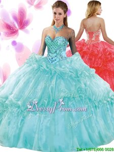 Trendy Sleeveless Lace Up Floor Length Pick Ups Quinceanera Gowns
