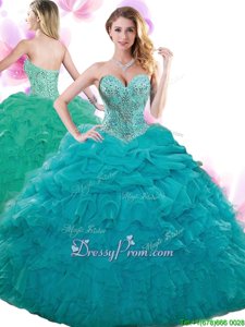 Sleeveless Lace Up Floor Length Beading and Ruffles and Pick Ups Vestidos de Quinceanera