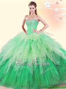 Custom Designed Floor Length Multi-color Quinceanera Dress Sweetheart Sleeveless Lace Up