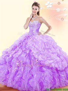 Adorable Sleeveless Beading and Ruffles and Pick Ups Lace Up Vestidos de Quinceanera