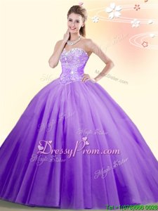 Exceptional Sweetheart Sleeveless Tulle Sweet 16 Dresses Beading Lace Up