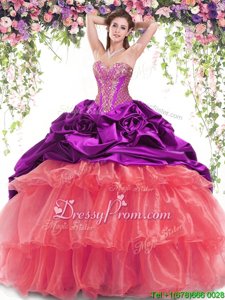 Wonderful With Train Eggplant Purple 15 Quinceanera Dress Sweetheart Sleeveless Brush Train Lace Up