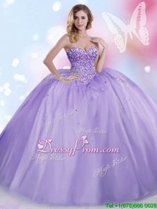 Delicate Floor Length Ball Gowns Sleeveless Lavender Sweet 16 Dresses Lace Up