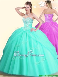 Sexy Floor Length Turquoise Quinceanera Dress Sweetheart Sleeveless Lace Up