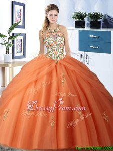 Shining Spring and Summer and Fall and Winter Tulle Sleeveless Floor Length Ball Gown Prom Dress andEmbroidery and Pick Ups