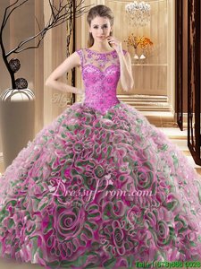 Wonderful Sleeveless Brush Train Lace Up Beading Quinceanera Dress