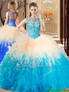 Comfortable Sleeveless Beading Lace Up Quinceanera Dress