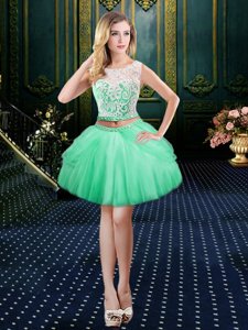 On Sale Apple Green Scoop Clasp Handle Lace Prom Evening Gown Sleeveless