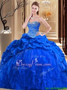 Dazzling Spring and Summer and Fall and Winter Organza and Taffeta Sleeveless Quinceanera Dress Brush Train andBeading and Ruffles