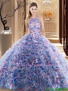 Sexy Sleeveless Ruffles and Pattern Criss Cross Quinceanera Dresses