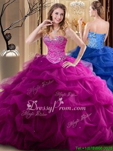 Superior Hot Pink Quinceanera Gown Military Ball and Sweet 16 and Quinceanera and For withBeading and Ruffles Sweetheart Sleeveless Lace Up