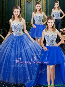 New Style Sleeveless Brush Train Beading and Appliques and Embroidery Zipper 15th Birthday Dress