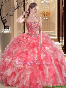 Flare Sleeveless Appliques Lace Up Quinceanera Dress