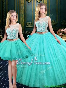 Exquisite Floor Length Ball Gowns Sleeveless Blue 15th Birthday Dress Lace Up