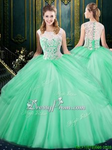 Best Selling Apple Green Quinceanera Dress Military Ball and Sweet 16 and Quinceanera and For withLace and Pick Ups Scoop Sleeveless Lace Up