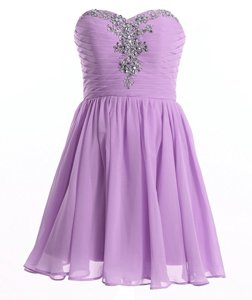 Modest Chiffon Scoop Sleeveless Zipper Beading and Lace Evening Dress in Lavender