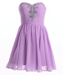 Lavender A-line Beading Lace Up Organza Sleeveless Mini Length