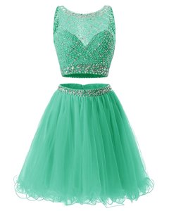 Amazing Sleeveless Beading and Belt Side Zipper Homecoming Dress