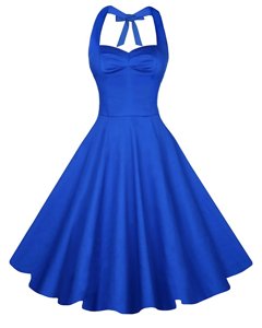 Blue A-line Ruching Prom Gown Backless Satin Sleeveless Knee Length