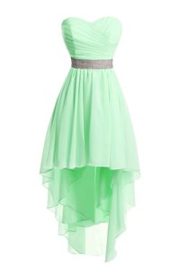 Empire Prom Dress Green Sweetheart Organza Sleeveless High Low Lace Up