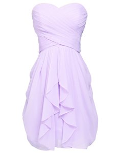 Fine Chiffon Sweetheart Sleeveless Lace Up Ruching Prom Dresses in Lavender