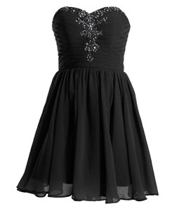 Empire Prom Dresses Black Sweetheart Chiffon Sleeveless Mini Length Lace Up