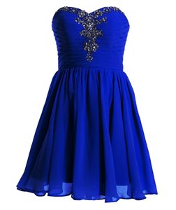 Royal Blue Sleeveless Mini Length Beading Lace Up