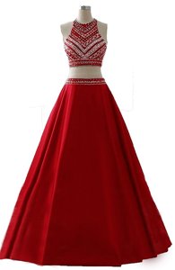 Stylish Chiffon Scoop Sleeveless Zipper Beading Prom Dresses in Wine Red