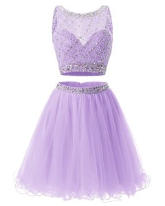 Fantastic Lavender Sleeveless Organza Side Zipper Prom Dress for Prom and Party