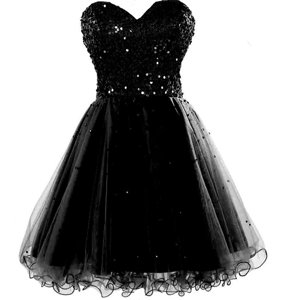 Clearance Knee Length A-line Sleeveless Black Prom Gown Lace Up