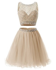 Graceful Champagne Sweetheart Side Zipper Beading and Belt Sleeveless