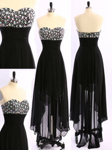 Edgy Sleeveless Zipper Asymmetrical Beading Prom Party Dress