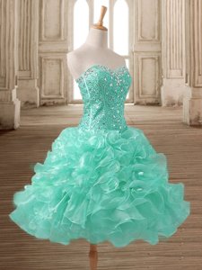 Artistic Tea Length A-line Sleeveless Apple Green Prom Dresses Lace Up