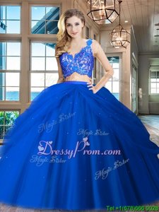 Charming Sleeveless Zipper Floor Length Lace and Ruffled Layers Sweet 16 Dresses