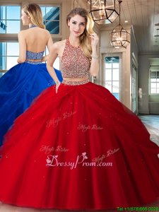 Best Selling Spring and Summer and Fall and Winter Tulle Sleeveless Floor Length Sweet 16 Dress andBeading and Pick Ups