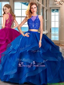 Hot Selling Floor Length Zipper Quinceanera Dresses Royal Blue and In forMilitary Ball and Sweet 16 and Quinceanera withRuffles