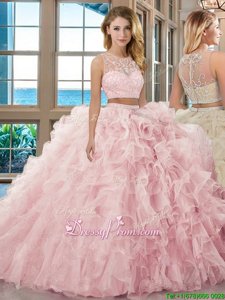 Suitable Sleeveless Beading and Ruffles Zipper Quinceanera Gown