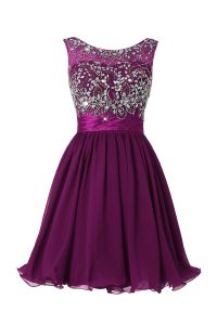 Scoop Sleeveless Beading and Sashes|ribbons Zipper Dress for Prom
